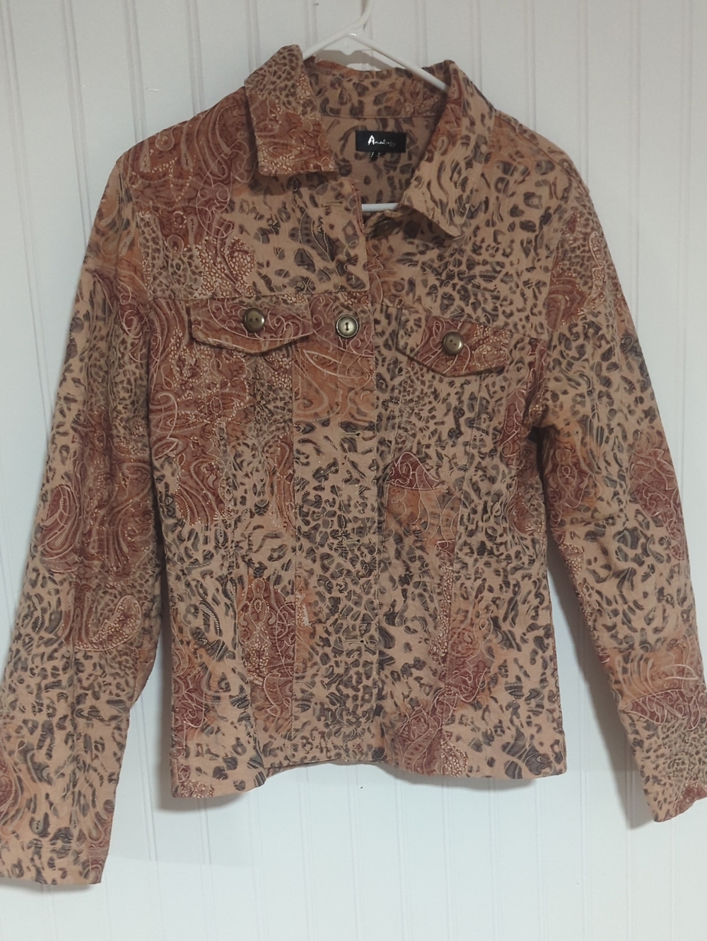 Analogy Tan & Brown Patterned Jacket